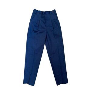 Vintage Navy Trousers Pants High Waisted Pleated Front Tapered Leg Size 10